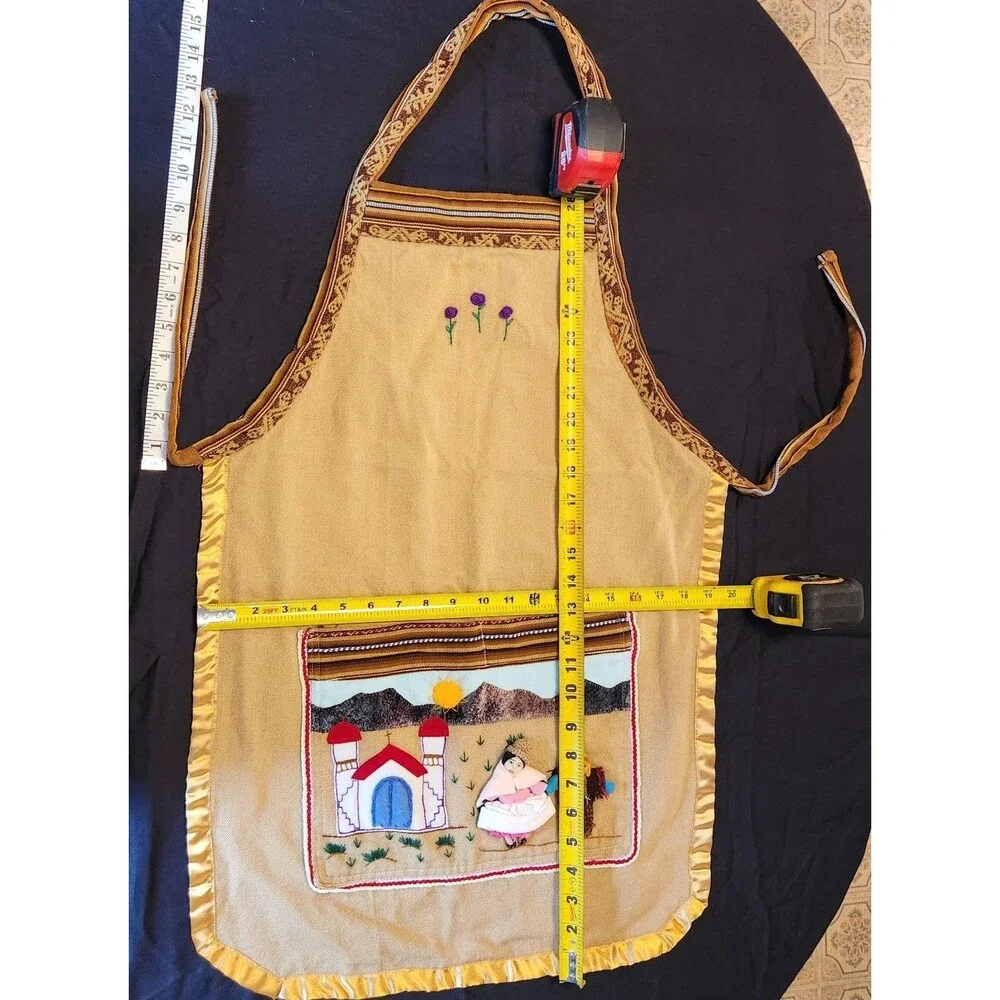 Unique Southwest Bib-style Apron With Front Pockets  Measurements In Photos